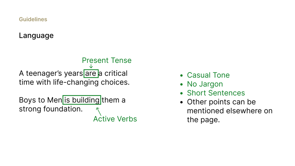 Writing and tone instructions.
