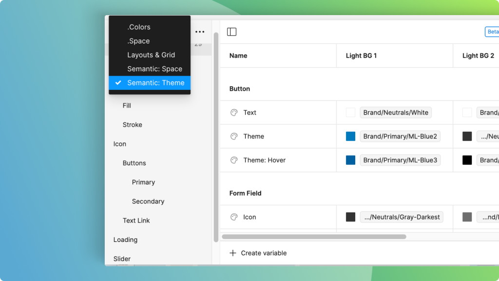 Variables for color in Figma.